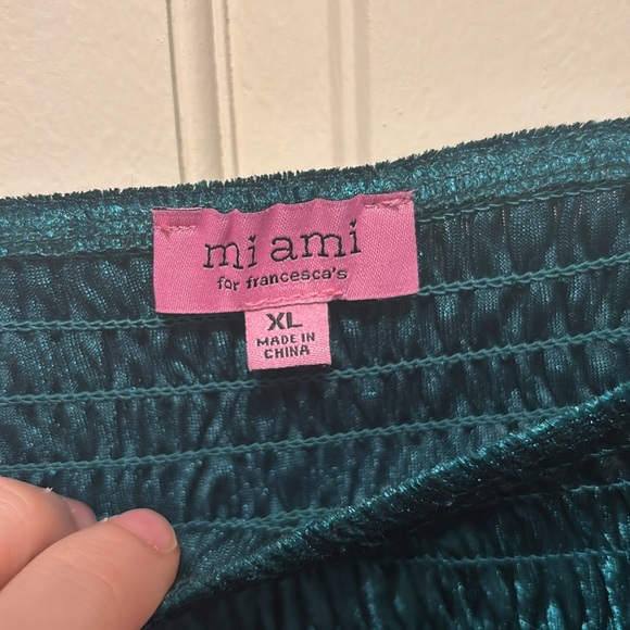 NWOT Green Velvet Cropped Blouse - Picture 5 of 8